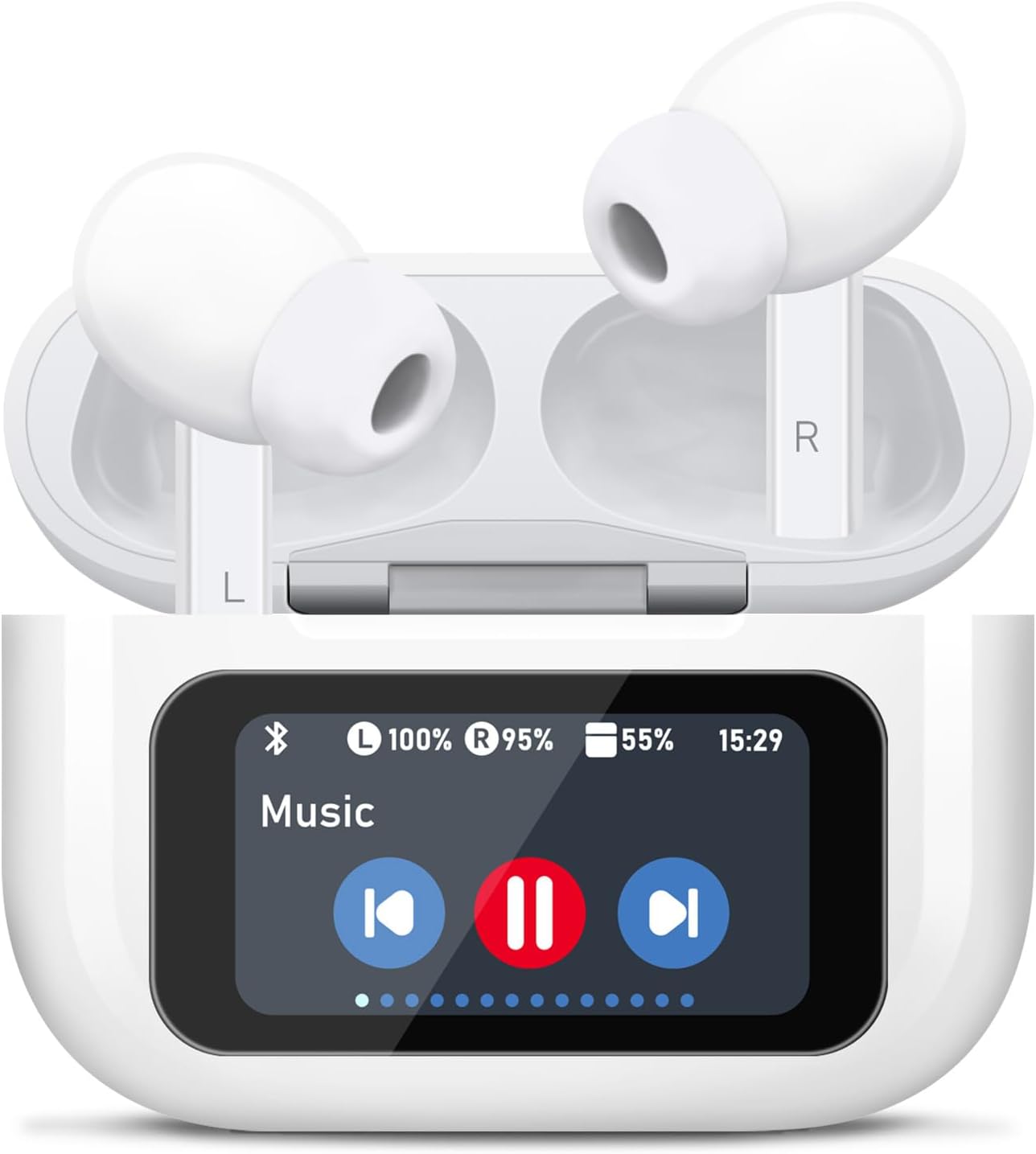 Smart Earbuds Pro with Touchscreen & Advanced Noise Cancellation